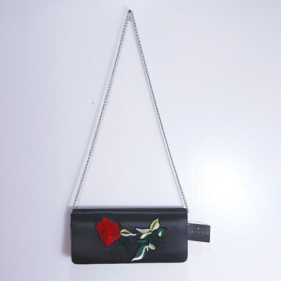 NWT Lauvier Single Rose Embroidered Satin Handbag - Picture 3 of 12